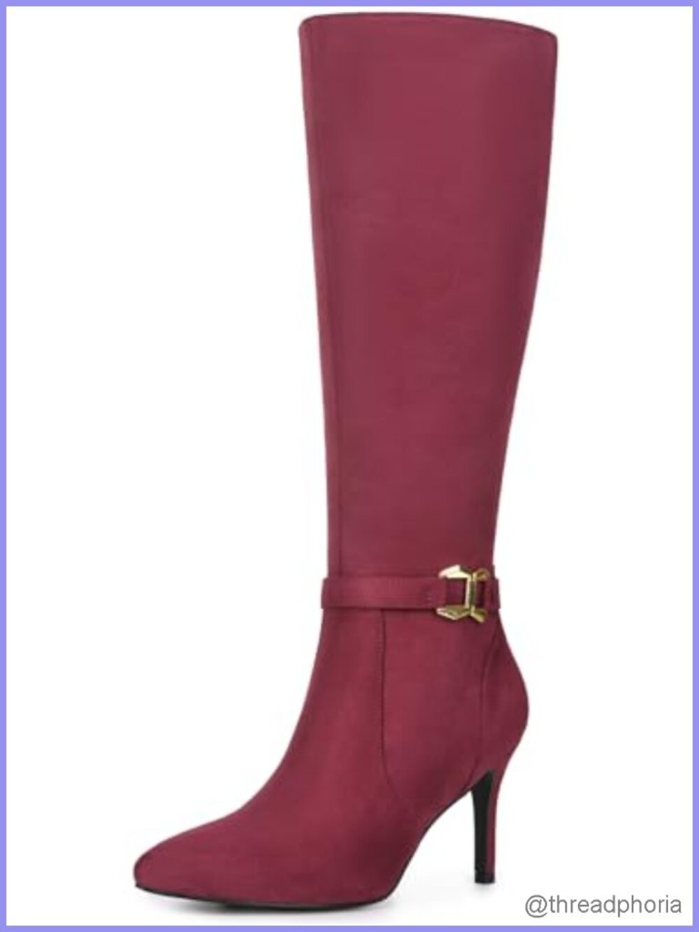 Faux Suede Knee High Boots Pointed Toe Stiletto Heel Zipper Closure